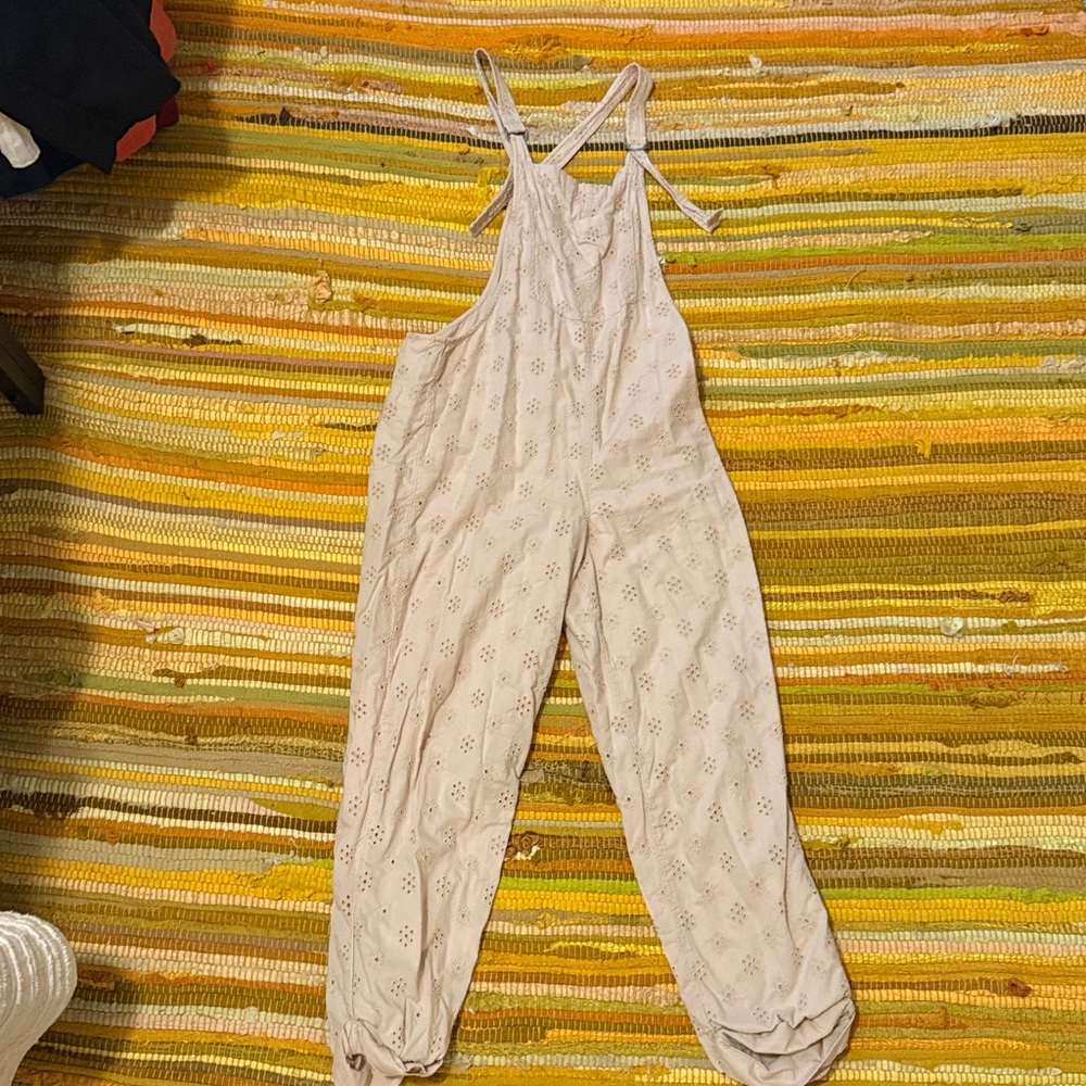 aerie Cream Eyelet Jumpsuit